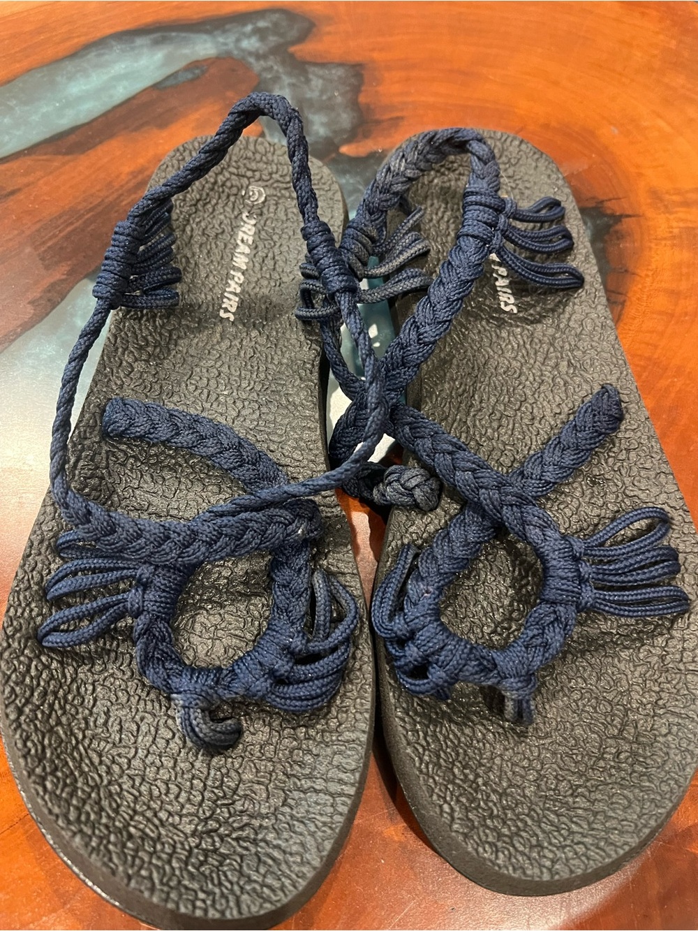 Dream Pairs Navy Braided Rope Sandals